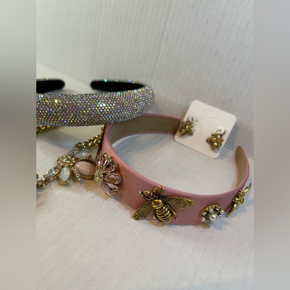 Bundle: 2 Fashionable Headbands, Earrings, Sparkly Statement Necklace - Picture 17 of 17